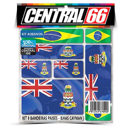 Kit 8 Adesivos Bandeiras Países Envernizado Ilhas Cayman