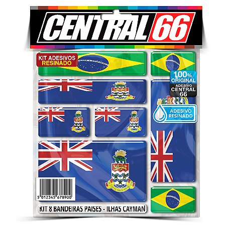 Kit 8 Adesivos Bandeiras Países Resinado Ilhas Cayman