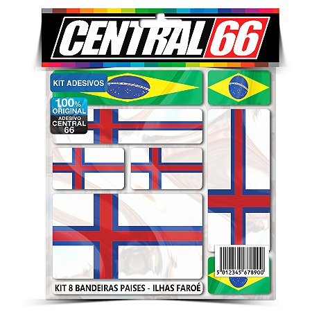 Kit 8 Adesivos Bandeiras Países Envernizado Ilhas Faroé