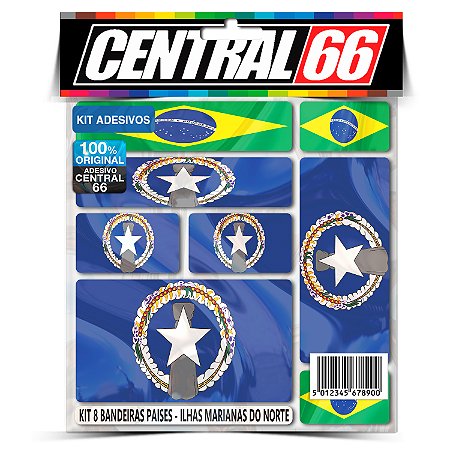 Kit 8 Adesivos Bandeiras Envernizado Ilhas Marianas do Norte