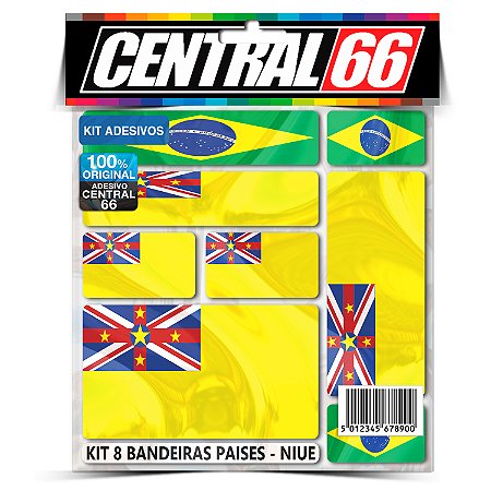 Kit 8 Adesivos Bandeiras Países Envernizado Niue