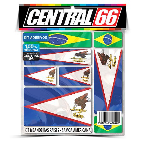 Kit 8 Adesivos Bandeiras Países Envernizado Samoa Americana
