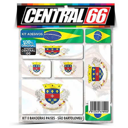 Kit 8 Adesivos Bandeiras Países Envernizado São Bartolomeu