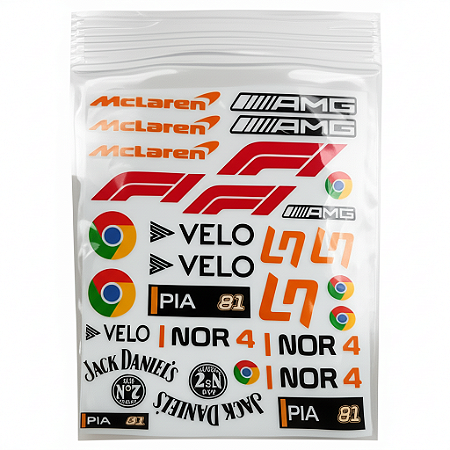 Cartela Adesivos Resinados F1 McLaren AMG Patrocinadores