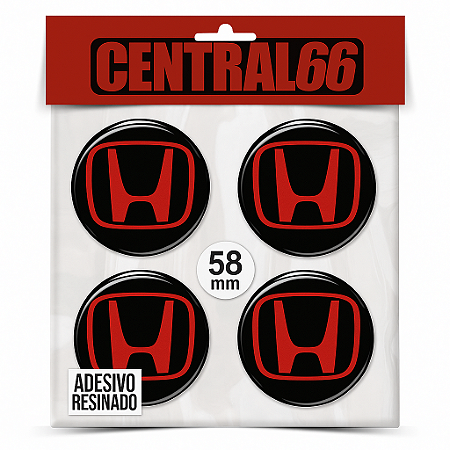 Kit 4 Adesivos Resinados Redondo de Roda 58 mm - Honda Civic Type R