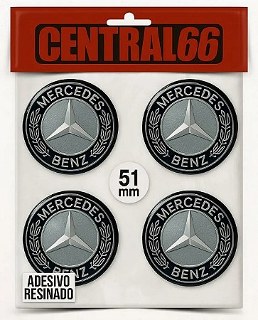 Kit 4 Adesivos Resinados Redondo de Roda 51 mm - Mercedes