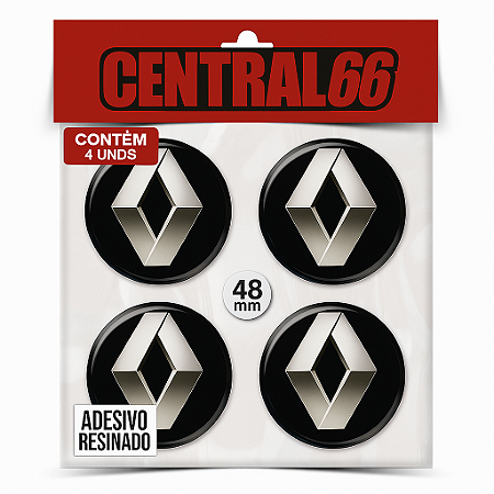 Kit 4 Adesivos Resinados Redondo de Roda 48 mm - Renault