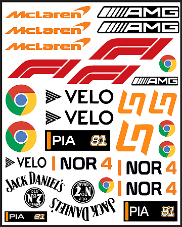 Cartela Resinada 28cm F1 Patrocinadores Mc Laren