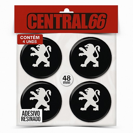 Kit 4 Adesivos Resinados Redondo de Roda 48 mm - Peugeot