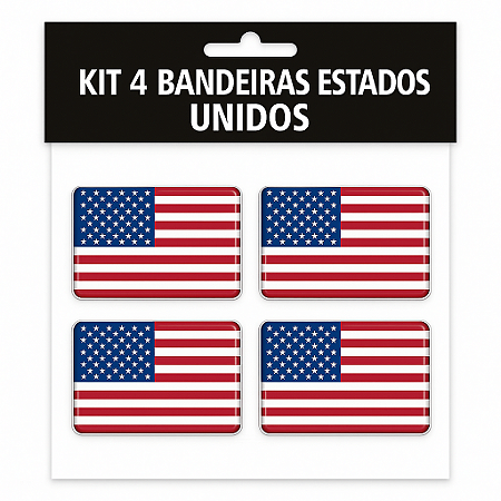 Kit 4 bandeiras Estado Unidos Resinadas