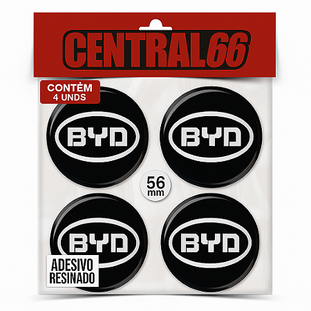Kit 4 Adesivos Resinados Redondo de Roda 56 mm - BYD