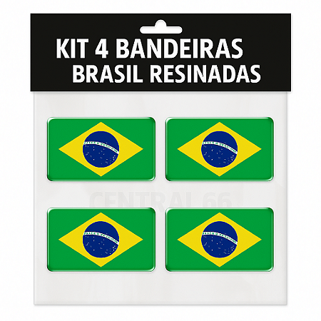Kit 4 bandeiras Brasil Resinadas