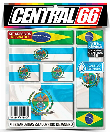 Kit 8 Bandeiras Estados (Resinado) - Rio de Janeiro
