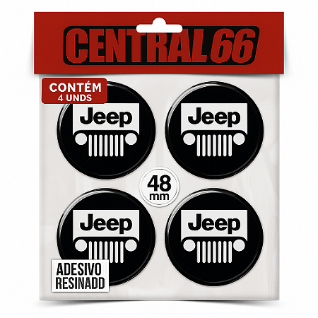 Kit 4 Adesivos Resinados Redondo de Roda 48 mm - Jeep