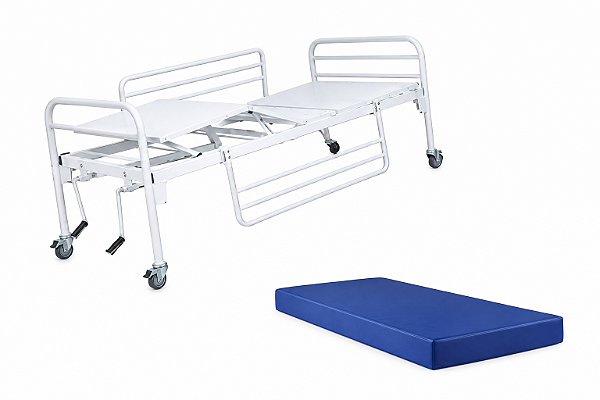 Kit Cama Hospitalar Fowler 150Kg C/ Rodizio e Colchão D33 - Salutem
