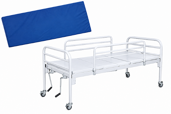 Kit Cama Hospitalar Fowler C/Rodizio Até 120kg e Colchão D33 - Salutem