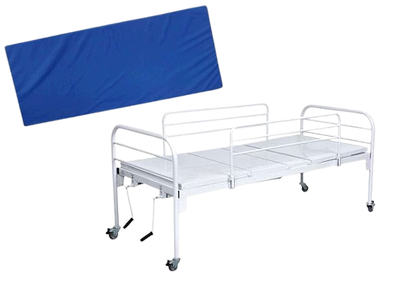 Kit Cama Hospitalar Fowler C/Rodizio Até 120kg e Colchão D28 - Salutem