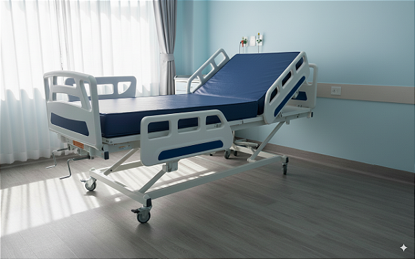 Kit Cama Hospitalar Fowler Injetada Elevação 3 Manivelas e Colchão D-33 - Salutem