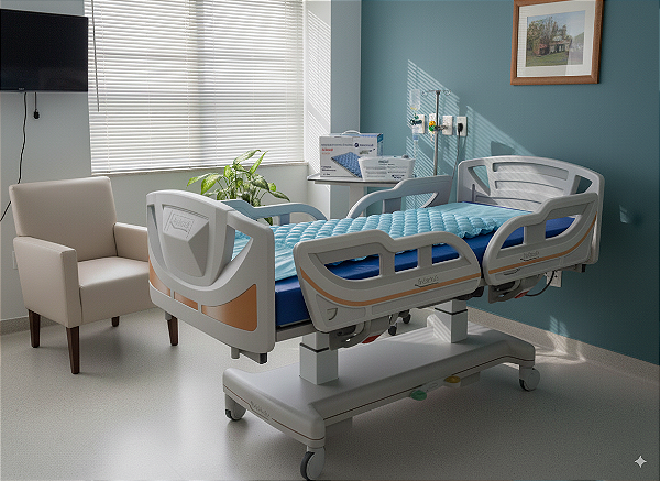 Kit Cama Motorizada Super Luxo e Colchão D28 + Brinde - Salutem Moveis Hospitalares
