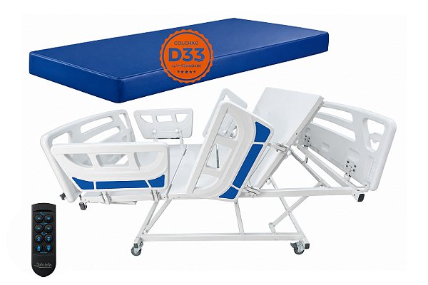 Kit Cama Motorizada Com Regulagem de Altura e Colchão D33 + Brinde- Salutem moveis Hospitalares