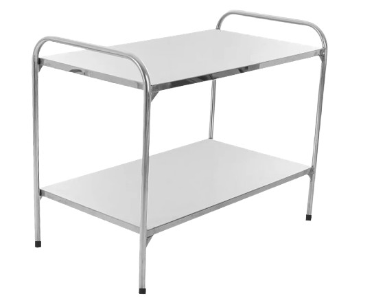 Mesa Auxiliar em Aço Inox 90x50x80cm com Ponteira - Salutem