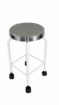 Banco Giratório em Pintura Epóxi com Assento em Aço Inox com Rodizio - Salutem