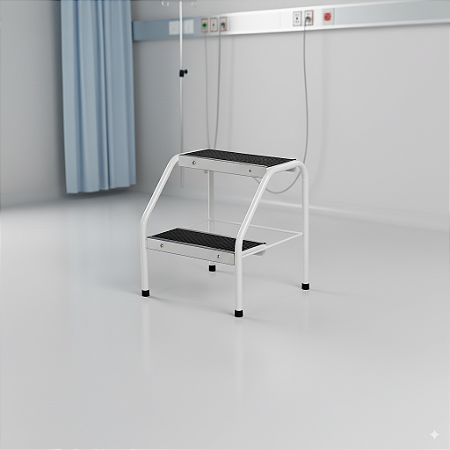 Escada Dois Degraus Cinta Inox Pintura Epóxi - Salutem