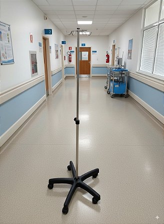 Suporte Para Soro  Altura Regulável Aço Inox com 5 Rodízios - Salutem