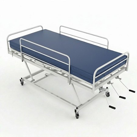 Cama Hospitalar Manual com Elevação e 3 Manivelas + Colchão D33 – Salutem Móveis Hospitalares