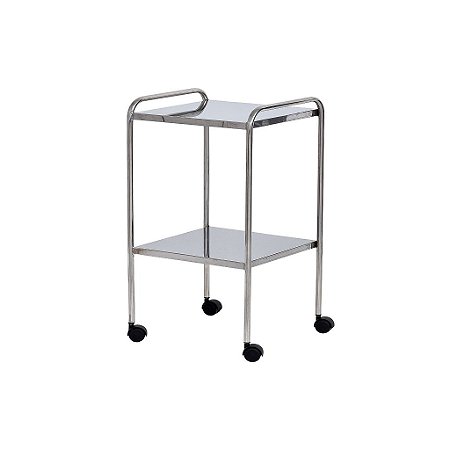 Mesa Auxiliar em Aço Inox 40x40x80cm com Rodízio Remanufaturado - Salutem