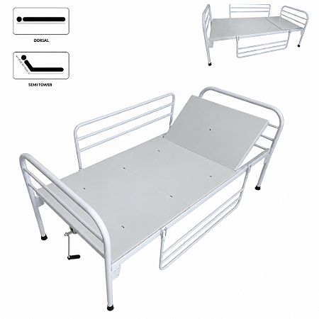 Cama Hospitalar Com Cabeceira e Grades Móvel - Salutem S-8385