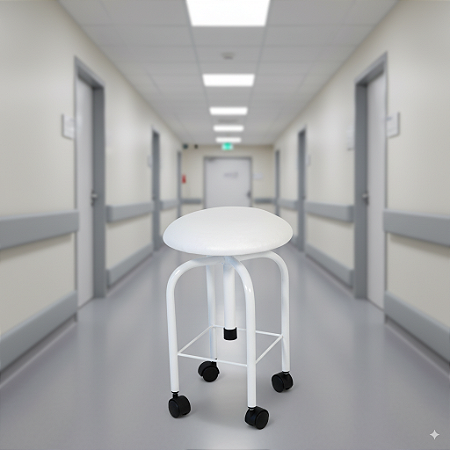 Banco Giratório Pintura Epóxi com Assento Estofado com Rodizio - Salutem