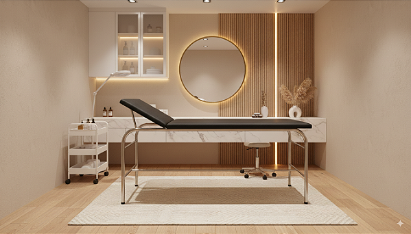 Maca/Mesa Para Massagem com Estrutura em Aço Inox - Salutem