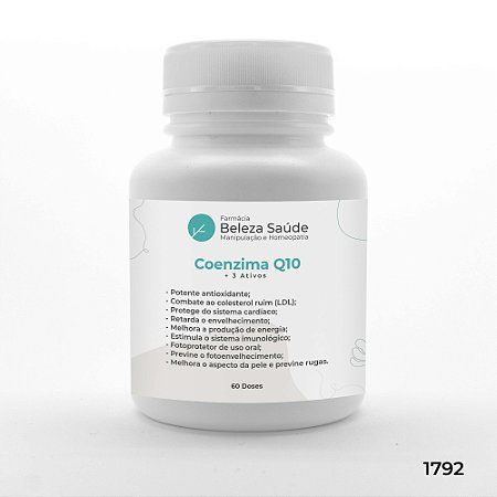 Coenzima Q10 + 3 Ativos - Antioxidante e Proteção Solar - 60 doses
