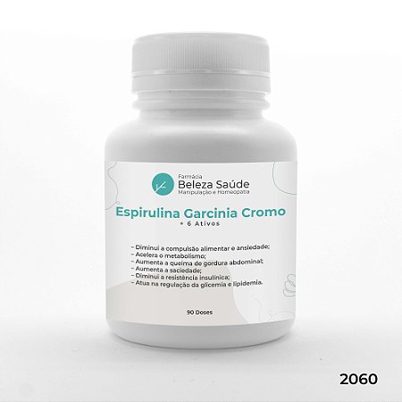 Espirulina Garcinia Cromo + 6 Ativos - Termogênico Abdominal - 90 doses