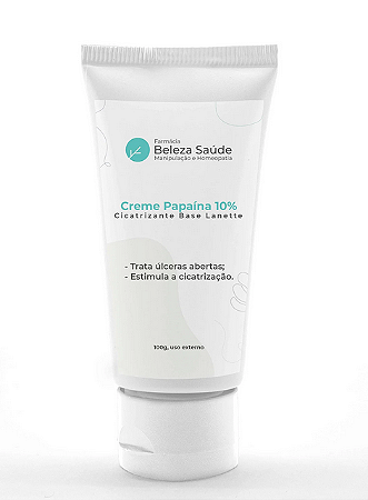 Creme Papaína 10% : Cicatrizante Base Lanette - 100g
