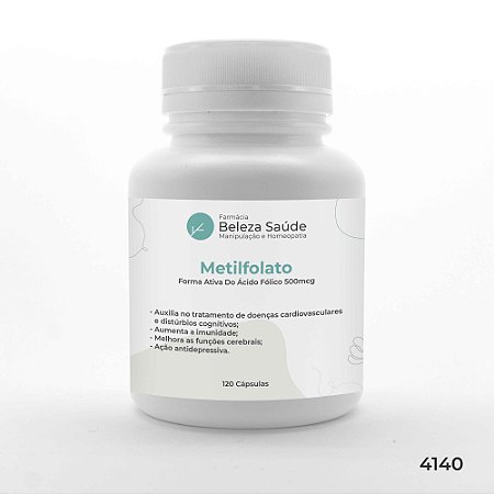 Metilfolato - Forma Ativa Do Ácido Fólico 500mcg : 120 Caps