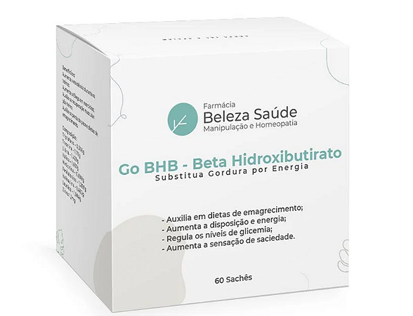 Go Bhb  Beta Hidroxibutirato - Sachê 3 gramas Substitua Gordura por Energia - 60 doses