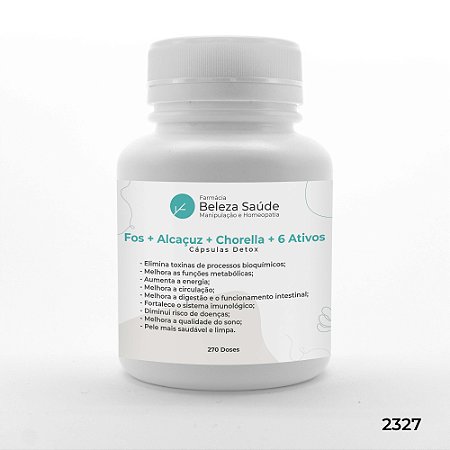 Fos + Alcaçuz + Chorella + 6 Ativos - Cápsulas Detox - 270 doses