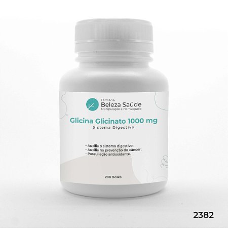 Glicina Glicinato 1000 mg Sistema Digestivo - 200 doses