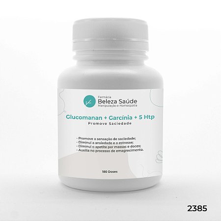 Glucomanan + Garcínia + 5 Htp - Promove Saciedade - 180 doses