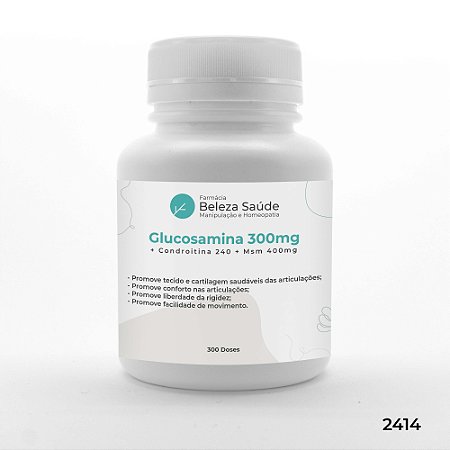 Glucosamina 300 + Condroitina 240 + Msm 400mg - 300 doses