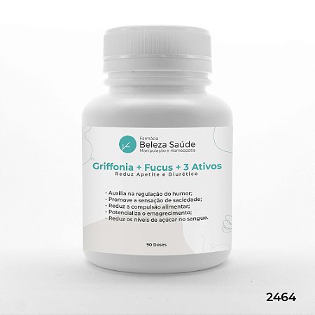 Griffonia + Fucus + 3 Ativos - Reduz Apetite e Diurético - 90 doses