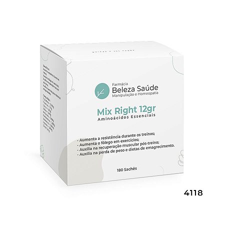 Mix Right 12gr - Aminoácidos Essenciais com a Proporção Molar do Dr. Lair Ribeiro - 180 Sachês