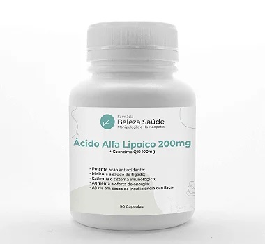 Ácido Alfa Lipoíco 200mg + Coenzima Q10 100mg : 90 Cápsulas