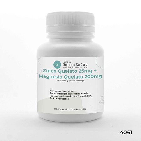 Zinco + Magnésio + Selênio : 180 Cápsulas Gastrorresistentes