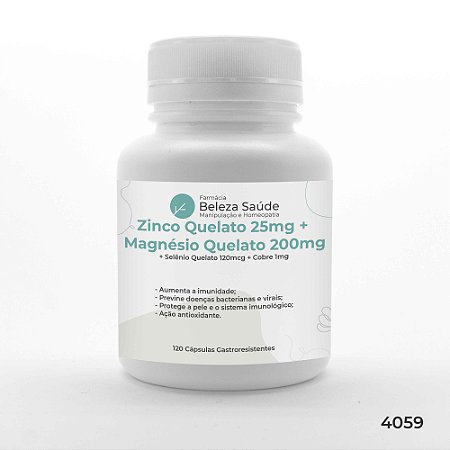 Zinco + Magnésio + Selênio + Cobre : 120 Caps Gastrorresist.