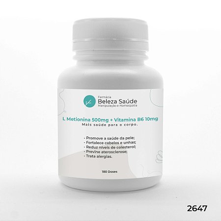 L Metionina 500mg + Vitamina B6 10mg - 180 doses