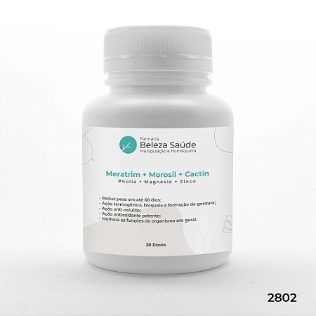 Meratrim + Morosil + Cactin + Pholia + Magnésio + Zinco : Emagrecimento e Reposição de Vitaminas e Minerais - 30 doses