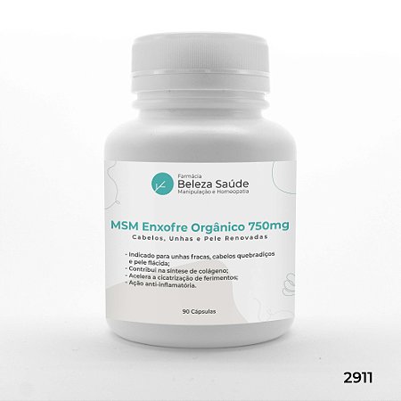 Msm Enxofre Orgânico 750mg Para Cabelos e Unhas - 90 doses